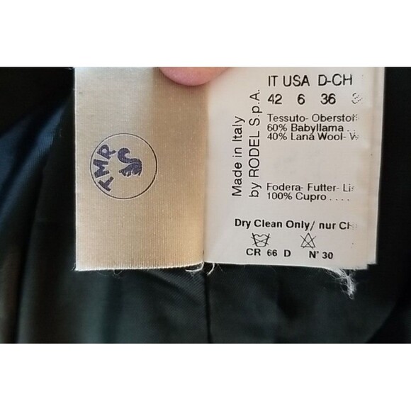 Cinzia Rocca Womens Baby Llama Wool Coat Mink Collar size 6 Bemberg Italy - Picture 10 of 13